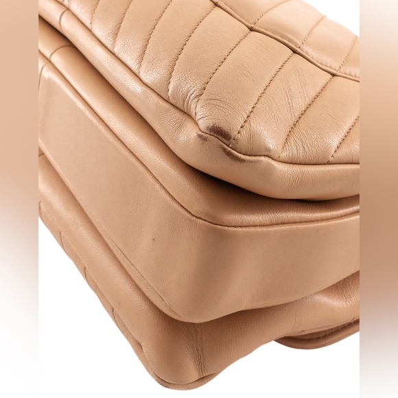 CHANEL CC Calfskin Leather Cream Chevron Medium Top Handle Leather ShoulderBag - Picture 6 of 11